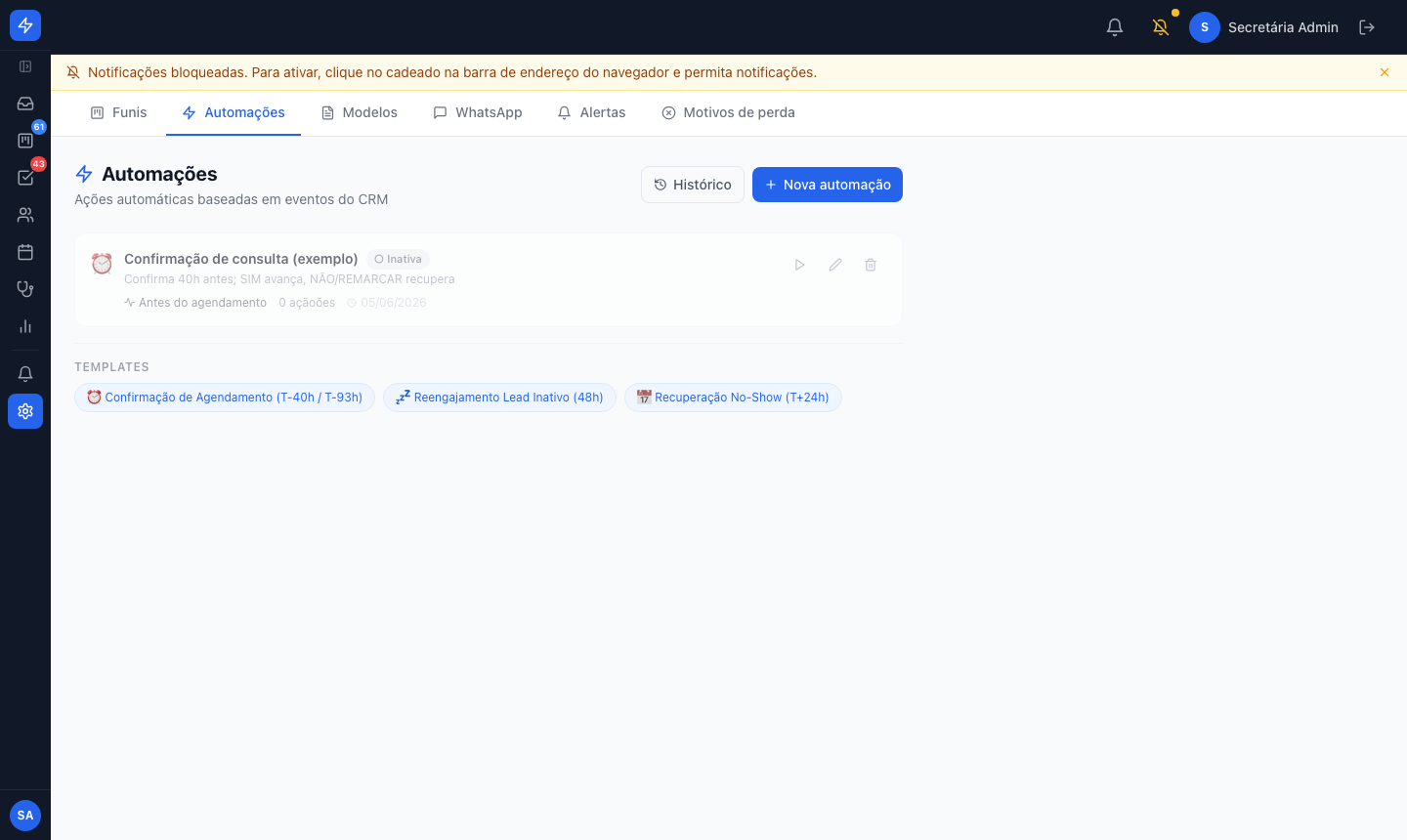 Lista de automações